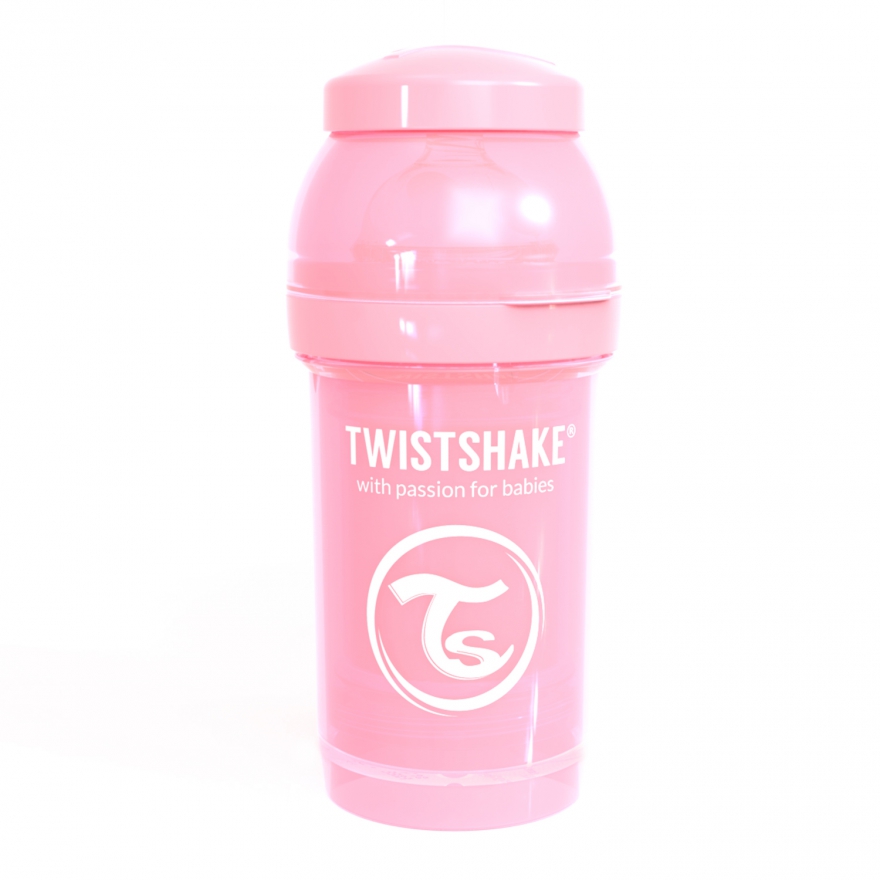 شیشه شیر طلقی 180 میلی لیتر تویست شیک صورتی پاستیلی«Twistshake»