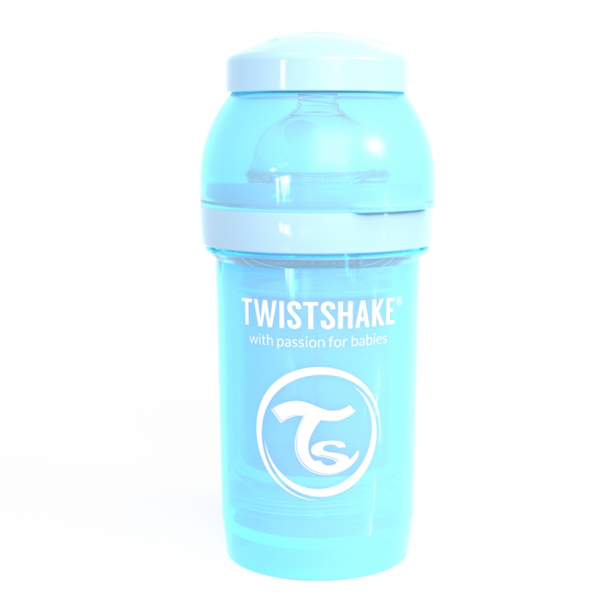 شیشه شیر طلقی 180 میلی لیتر تویست شیک آبی پاستیلی«Twistshake»