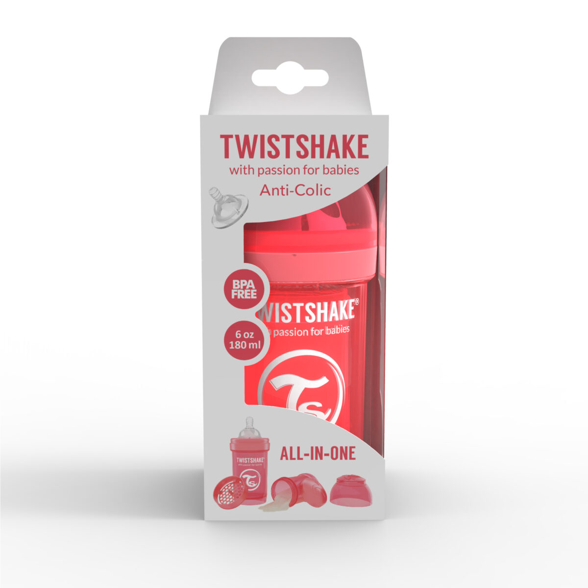 شیشه شیر طلقی 180 میلی لیتر تویست شیک هلویی«Twistshake»