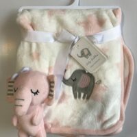 پتو نوزادی با عروسک متصل طرح فیل صورتی