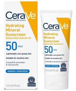 کرم ضد آفتاب مینرال سراوی CeraVe مدل آبرسان Hydrating حجم ۷۵ میل | SPF 50، مناسب پوست حساس